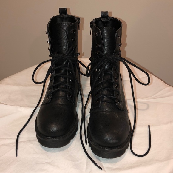MIA Shoes - Lace up combat boots with a zipper